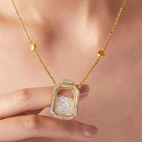 Aurelia Floating Crystal Perfume Bottle Necklace