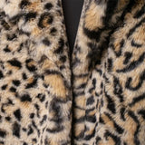 Agnete Faux Fur Leopard Midi Coat