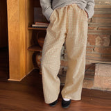 Harper Pin Check Casual Drawstring Pants