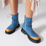 Jolene Denim Side Lace-Up Boots