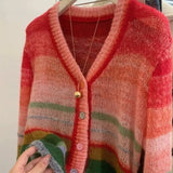 Sombre Rainbow Stripe Knit Cardigan