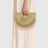 Pamela Metallic Gold Sculpted Crescent Shoulder Bag