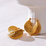 Viva Golden Curved Disks Hoop Earrings