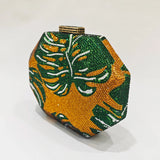Milo Green Leaf Crystal Evening Clutch
