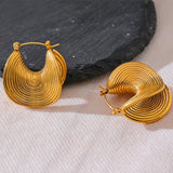 Viva Golden Curved Disks Hoop Earrings