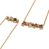 Yulia Colorful Multi Square CZ Rhinestone Necklace