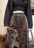 Lilian Leopard Velour Casual Pants