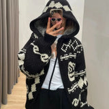 Joana Vintage Pattern Hooded Knit Jumper