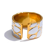 Metallic Hide Pattern Statement Band Ring