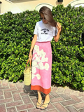 Monica Floral Pink Midi Pencil Skirt