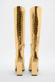 Marlene Metallic Croco Effect Boots