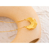 Crinkle Gold Crescent Moon Pendant Necklace