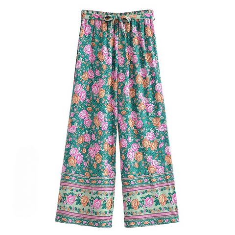 Vianca Bohemian Floral Flowy Pants