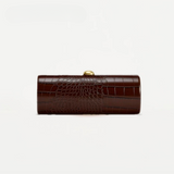 Long Brown Croco Box Clutch