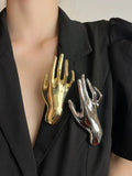 Metallic Hands Brooches - Gold or Silver