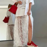 Flavia Lace Mesh Maxi Flare Skirt