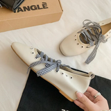 Celina Leather Lace Up Ballerina Flats