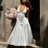 Tanya Deep V-Neck Halter Dress