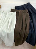 Chic Pleated Woolen Newsboy Pants