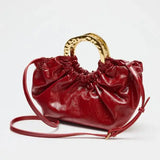 Sia Ruched Glossy Top Handle Tote