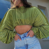 Tilda Shell Pleated Crop Tops