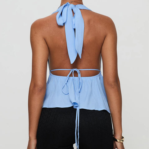 Mariana Plunge V-Neck Halter Tops – watereverysunday