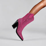 Caja Rhinestone Sequin Western Chelsea Boots