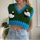 Lorena Handmade Sheep Crop Sweater Vest