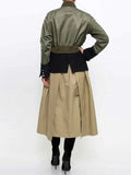 Mende Bomber Jacket Patchwork Trench Coat