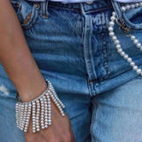 Natasha Pearl Tassel Cuff Bracelet