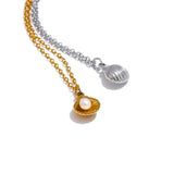 Mother Of Pearl Golden Shell Pendant Necklace