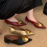 Luna Soft Leather Flats with Gold Disc