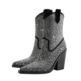 Caja Rhinestone Sequin Western Chelsea Boots