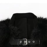 Nayeli Faux Rabbit Fur Bomber Jacket - Black or White