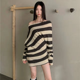 Kielo Off The Shoulder Stripe Knit Mini Dress