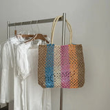 Cambri Pastel Stripe Straw Tote