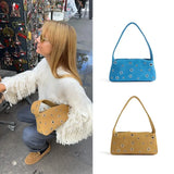 Charlie Rivet Suede Baguette Bag