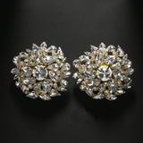 Haylo Round Crystal Clip Earrings