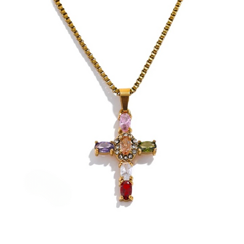 Luxe Cubic Zirconia Cross Pendant Necklace