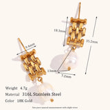 Clara Link & Pearl Drop Earrings 