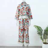 Albertina Retro Floral Tunic Blouse & Pants Set