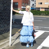 Annette Blue Tiered Balloon Skirt