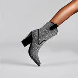 Caja Rhinestone Sequin Western Chelsea Boots