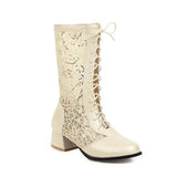 Coralie Lace Mesh Victorian Boots