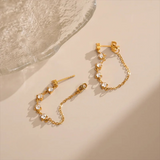 CZ Rhinestone Chain Hoop Earrings