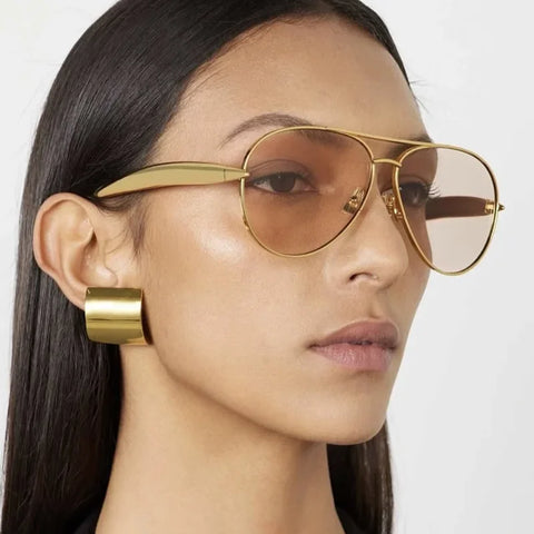Brixton Metallic Temple Aviator Sunglasses