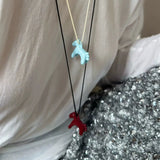 Retro Horse Charm Pendant Long Rope Necklaces