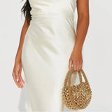 Margot Metallic Beaded Half-moon Mini Tote