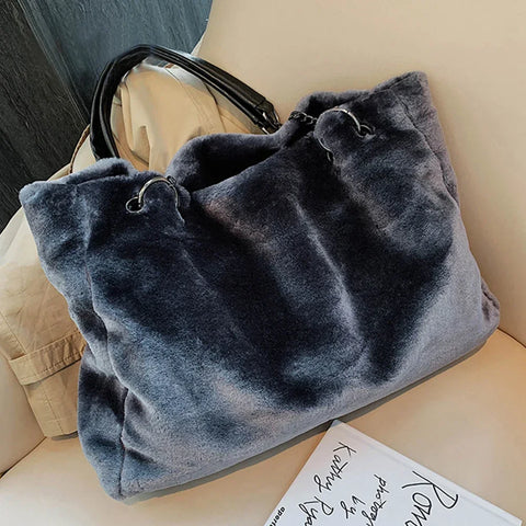 Tara Soft Faux Fur Tote Bag