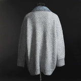 Yuke Denim Shirt Patchwork Grey Cardigan Jacket